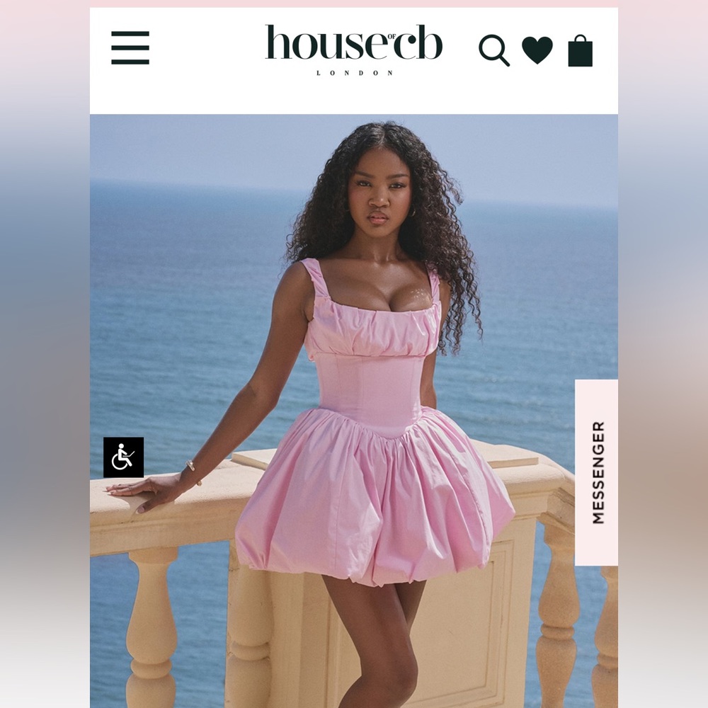 House of CB le puff dress, XS in pink